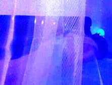 See This Babe Chick Through A Sheer Curtain As She Warms Up