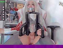 Silver Gray Hair Transgirl Masturbates With A Machine