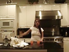 Brunette Sucks And Doggystyle Fucks Her Bf In The Kitchen