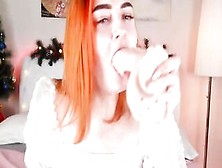 Adorable Redhair Web Cam Hoe Can Deep Throat A Long Sex Toy