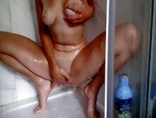 Fine Hispanic Lady Does A Striptease In The Shower And Then Masturbate Her Wet Twat