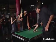 Blonde Rimming Guy In Pool Bar