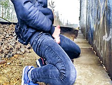 Pissing And Jerking Outdoor In Skinny Jeans