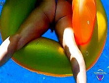 Nippleringlover Beauty Milf Tanning Nude Inside Pool Big Rings Inside