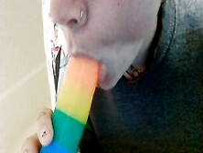 Lesbo Offer Oral Sex On Rainbow Penis