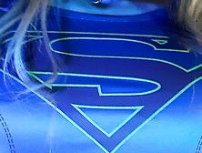 Estebel As Supergirl,  Stroking And Ejaculating.