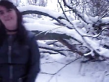 Horny Housewife Peeing In Snow