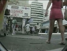 Cute Bimbo In Pink Skirt Caught On Upskirt Video On The Street