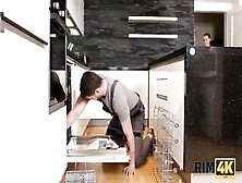 Rim4K.  Nice Red Haired In Pantyhose Has Spontaneous Sex With Plumber