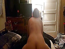 Tiny Wite Wife Fucks Husband.  Had To Be Quiet Roommates On Other Side Of Door P1