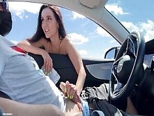 Sexy Stranger Sucks Dick In A Car In A Public Parking Lot!