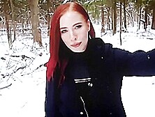 Molly Redwolf - Fucked A Naked Bitch In The Winter Forest.  Cum In Her Mouth