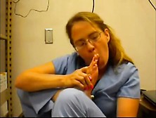 Nurse Sucks Her Own Toes At Work