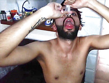 Slim Twink Fucking The Jism Out Of Me.  I Swallow His Cum From The Condom After
