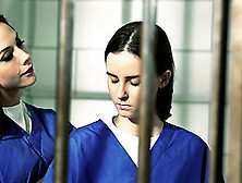 Bubbly Lesbian Jail Birds Getting Erotic In Prison