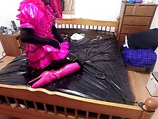 Sissy Maid Tied Up In Self-Bondage While In A Submissive Position