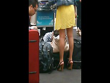 Yellow Skirt At The Airport