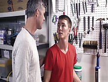Stepdad Catches Twink Playing With Tools And Fucks Him