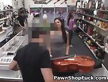 Pretty Brunette Stirpping Down Naked In Back Of Pawn Shop