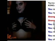 Omegle Brunette Teen Rubs Tits And Pussy