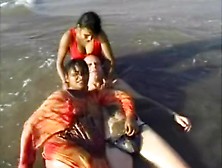 Two Indian Call Girls Enjoying White Meat At Beach In India Singing Hindi Song Too