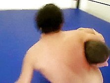 Two Sweaty Nude Fbb's Wrestle Each Other