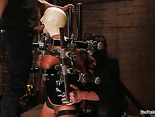 Busty Babe In Latex Mask Gets Mouthfucked And Her Huge Juggs Tortured With Tight Tube Bondage