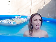 College Chick With Small Boobs Gets Fucked In The Pool
