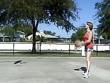 Girl Spraining Foot Playing Basketball