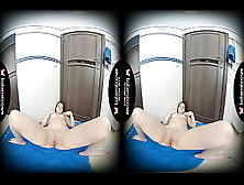 Solo Brunette Long Hair Rita Lolly In Bathroom Masturbating In Vr.