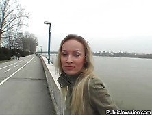 Horny Blonde Is Getting Fucked Outdoors