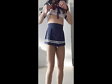 Sissy College Girl In Chastity Trying Fucking Machine For Halloween