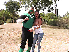 Guy Uses His Superpowers To Fuck A Brunette Hard With His Cock.