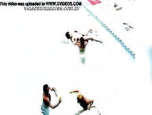 Sensual Girls Have Fun Nude Into The Pool While Voyeur