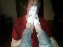 Slave Worships My Dirty White Ankle Socks