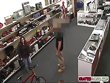 Hot And Nasty Brunette Gets Her Pussy Punished By Shop Owners Big Cock