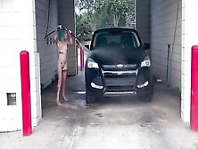 Outdoor Self Service Vehicle Wash Fully Naked!