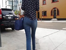 Sexy Junior Girl Walking In Jeans