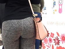 College Teen Tight Jiggly Ass In Grey Spandex