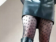 Sissy Slut In Leather Boots Skirt And Pantyhose Jerking Off Tease Crossdresser Slave Femboy
