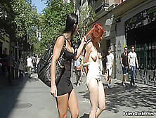 Dominant Couple Disgracing Redhead In Public - Lilyan Red