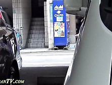 Nasty Japanese Babe Caught While Taking A Pee In Public