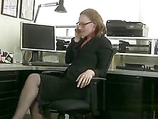 Redheaded Milf Amber Masturbates In Her Office