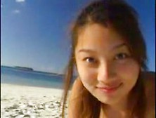 小池栄子がビーチで水色ビキニよつんばいでこぼれそうなおっぱい動画