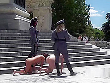 Two Naked Slave Made To Crawl In Public