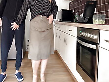 Horny Mother-In-Law Sucks And Masturbates In The Kitchen And Gets A Load Of Cum On Her Gorgeous Ass
