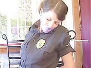 Policewoman Ziptied To Chair Struggles To Scissors