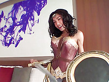 Gorgeous Thai Shemale In A Wonder Woman Cosplay Outfit Upskirts