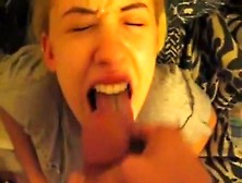 Pleasing Blond Youthful Beauty Receives Her Face Overspread With Cum