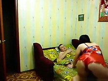 Russian Brunette Sucks And Rides Her Bf On The Bed And On A Chair
